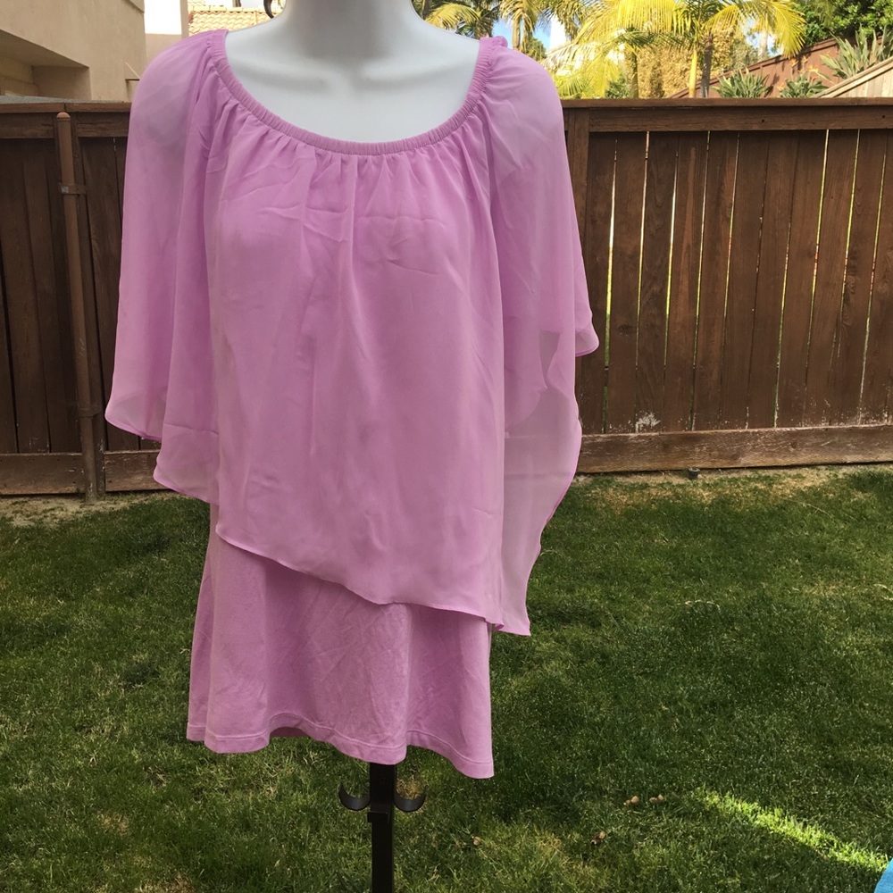Tralia lilac tank top with sheer overlay